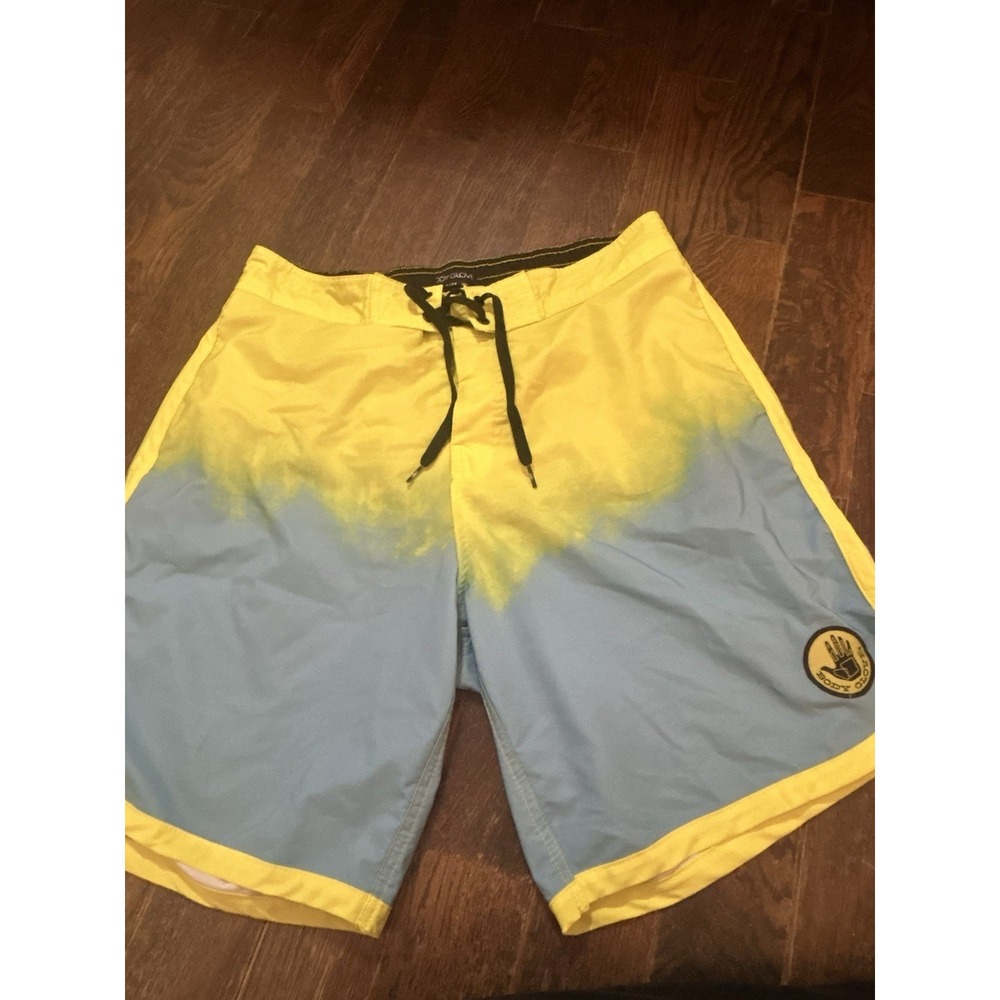 Body Glove Mens Floaters 19" Comfort Boardshorts Swimwear Neon Green/Blue L/34